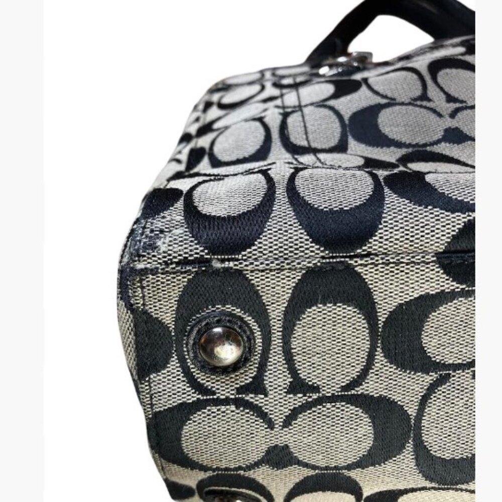 Coach Penelope Signature Carryall Tote in Black and Gray Monogram Canvas EUC - Picture 5 of 15